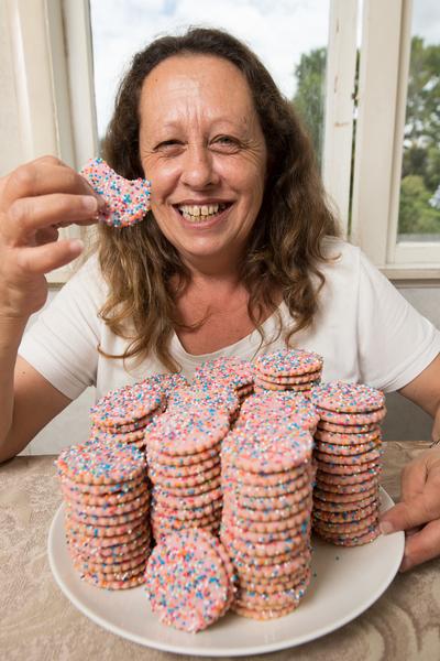 Hundreds and Thousands lover Susan Taylor voted for the pink biscuit covered in sprinkles in the national biscuit survey